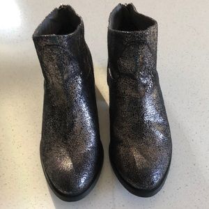 Metallic silver and black ankle boots size 7 1/2
